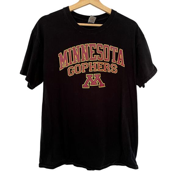 University of Minnesota Gophers black short sleeved shirt men's L top cotton - Picture 1 of 7